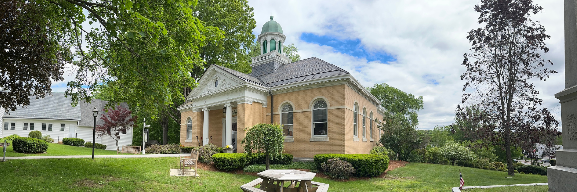 About Us header image showing the Joshua Hyde Public Library Building