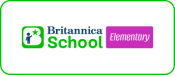 Britannica School: Elementary School Edition green, navy, and pink online resource logo