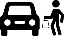 Person carrying bag to car